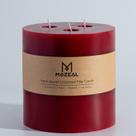 Vela Pilar MOZEAL Extra Grande con 3 Mechas Rojo Oscuro 15x15 cm