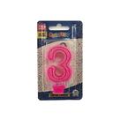 Vela Super Com Glitter Rosa - Curifest
