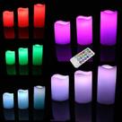 Velas 3 pack led piscando velas luzes controle remoto 12 cores lâmpada de borda de onda de cera sem chama Velas 3 pack led piscando velas luzes controle remoto 12 cores lâmpada de borda de onda de cera sem chama