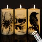 Velas cintilantes sem chama Eldnacele, conjunto de 3 para Halloween