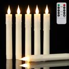 Velas cônicas Daord LED Flameless, 6 unidades, temporizador remoto, marfim