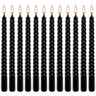 Velas cônicas em espiral pretas WPONSZU de 10", pacote com 12 unidades sem perfume