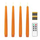 Velas cônicas LED de cera laranja Fanna de 9,6" com temporizador, conjunto 4 Velas cônicas LED de cera laranja Fanna de 9,6" com temporizador, conjunto 4