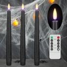 Velas cônicas sem chama AFINETH Black Real Wax Halloween 24cm