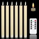 Velas cônicas sem chama GenSwin Ivory Real Wax 24,5 cm, pacote com 6