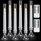Velas cônicas sem chama Homemory com controle remoto e temporizador, 24 cm, 6 unidades Velas cônicas sem chama Homemory com controle remoto e temporizador, 24 cm, 6 unidades