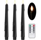 Velas cônicas sem chama Stmarry Black Real Wax LED de 24,5 cm, pacote com 3