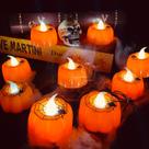Velas de abóbora de Halloween, pacote com 12 velas TURNMEON com decoração