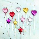 Velas de Aniversário Kemladio - 10 Unidades em Formato de Coração e Estrela