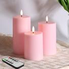 Velas de pilar sem chama Girimax Pink com conjunto remoto de 3