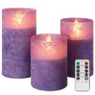 Velas de vidro sem chama operadas por bateria com roxo remoto