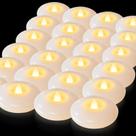 Velas flotantes LED 5 piezas, 3" blancas, impermeables, 200 horas, paquete de 6