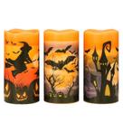 Velas LED cintilantes sem chama Eldnacele, conjunto de 3 para Halloween