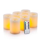 Velas LED cintilantes sem chama Enpornk de 3 x 4" com temporizador de controle remoto de 10 teclas Classic Pillar Optical Fiber Wick Real Wax, velas operadas por bateria, cor marfim, conjunto de 6