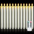 Velas LED cônicas sem chama Meigic 24,5 cm com controle remoto e timer Velas LED cônicas sem chama Meigic 24,5 cm com controle remoto e timer