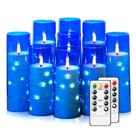 Velas LED Nimiko Flickering Flameless com controle remoto 9 unidades azuis