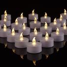 Velas LED para luzes de chá PUNPUBA, pacote com 50 unidades, sem chama, branco quente
