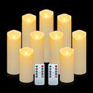 Velas LED sem chama Aignis, 9 unidades com controle remoto e temporizador 5/6/7 cm