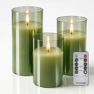 Velas LED sem Chama de Vidro Tyawon com Controle Remoto e Timer, Kit com 3