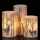 Velas LED sem chama GenSwin, pacote com 3 unidades, Real Wax Silver Deer Velas LED sem chama GenSwin, pacote com 3 unidades, Real Wax Silver Deer
