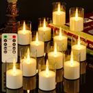 Velas LED sem chama VIODAIM, pacote com 12 unidades com controle remoto e temporizador