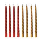 Velas Natalinas Retorcidas com Glitter Jogo 8 Peças 25cm
