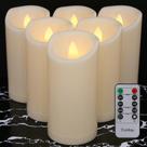 Velas sem chama 7LinRay Waterproof com controle remoto e temporizador, conjunto de 6 Velas sem chama 7LinRay Waterproof com controle remoto e temporizador, conjunto de 6
