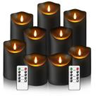 Velas sem chama Eebuss com temporizador remoto, pacotes de 9 (pretas)