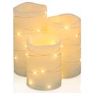 Velas sem chama H-BLOSSOM H-BLOSSOM Flickering Ivory, conjunto de 3