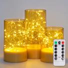 Velas sem chama Homemory com controle remoto e temporizador, conjunto de 3 douradas