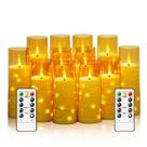Velas sem chama Sasigeiaa com cordão de estrelas 12 douradas com controle remoto