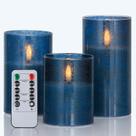Velas sem chama SNUGBLAKI 3D Wick com controle remoto e temporizador azul