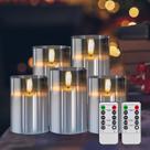 Velas sem chama Sudifor Grey Acrylic, pacote com 5 unidades com controle remoto