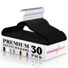 Velvet Hangers HOUSE DAY Premium, pacote com 30, preto