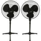 Ventilador 3 Hélices Ajustável Pás Preto Pedestal Kit 2 Pçs Ventilador 3 Hélices Ajustável Pás Preto Pedestal Kit 2 Pçs