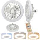 Ventilador Branco Pequeno Led Teto Silencioso Ajustável Luz Bivolt Premium