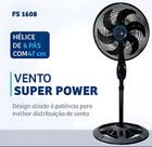 Ventilador chão Solaris FS1608 com 6 pás de Plástico preto estrutura preto 127V