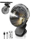 Ventilador Clip on LiangJJ 6" com névoa e luz LED de 8000mAh preta