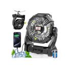 Ventilador de acampamento com lanterna LED 30000mAh recarregável preta