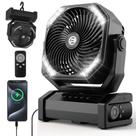 Ventilador de acampamento KITWLEMEN 20000mAh com luz LED 8,3x4x10,7in