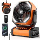 Ventilador de acampamento KITWLEMEN 20000mAh com luz LED, controle remoto de 4 horas