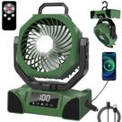 Ventilador de acampamento portátil com bateria LQTTEK 20000mAh com controle remoto verde