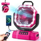 Ventilador de acampamento portátil Odoland com lanterna LED 20000mAh rosa Ventilador de acampamento portátil Odoland com lanterna LED 20000mAh rosa