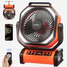 Ventilador de acampamento Socool 20000mAh com luz, controle remoto de 112 horas e 8 velocidades