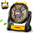 Ventilador de bateria portátil Sendowtek com luz LED, ventilador de tenda silencioso e recarregável de 10400 mAh com gancho suspenso, ventiladores de acampamento pequenos alimentados por bateria USB de 4 velocidades para viagens, piquenique, ar livre, refrigeração interna e dormir