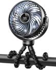 Ventilador de carrinho de criança Bearwind Portable com luz noturna LED preta