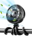 Ventilador de carrinho de criança Gaiatop 4000mAh portátil com luz de 4 velocidades preto