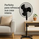 Ventilador De Coluna Chão Pedestal Piso 3 Pás 2 Ventiladores Ventilação Calor Silencioso Ambientes