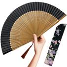 Ventilador de mão OmyTea Folding Chinese Japanese Vintage Bamboo Silk
