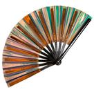 Ventilador de mão Shemboli Clack Holographic Folding Line Dance Brown